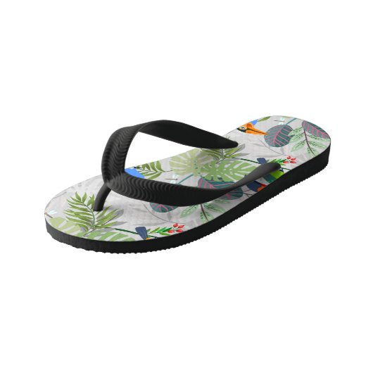 Cute Toucan-vogel, Elk vogelpatroon, Waterverven Kinder Teenslippers (Schuin)