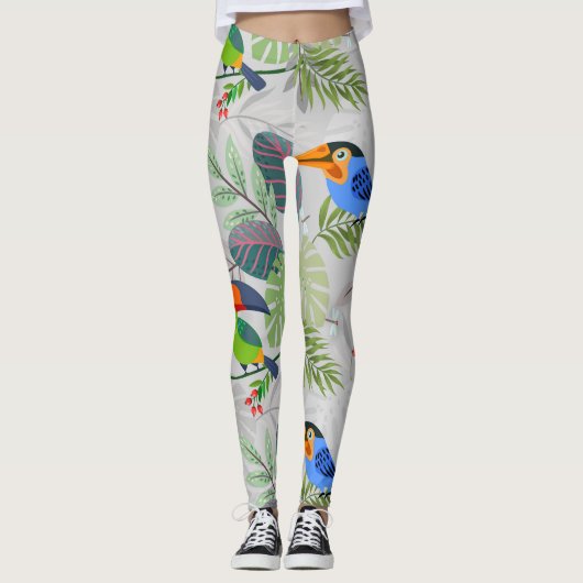 Cute Toucan-vogel, Elk vogelpatroon, Waterverven Leggings (Voorkant)