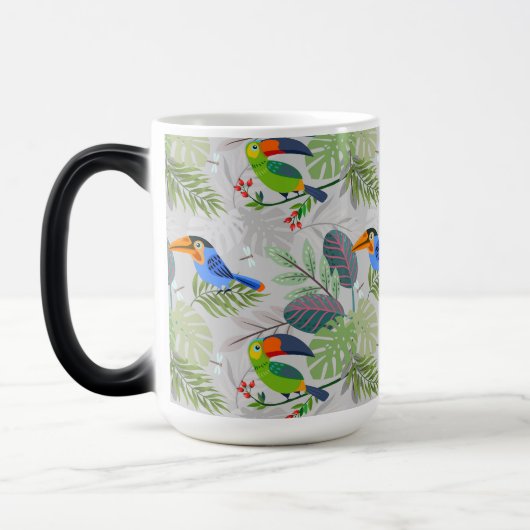 Cute Toucan-vogel, Elk vogelpatroon, Waterverven Magische Mok (Links)