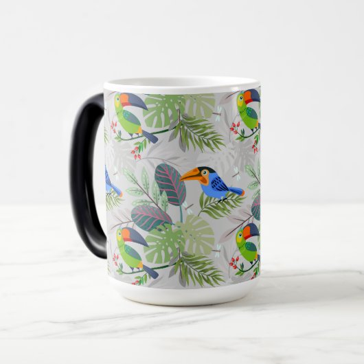Cute Toucan-vogel, Elk vogelpatroon, Waterverven Magische Mok (Voorkant links)