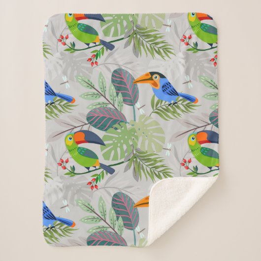 Cute Toucan-vogel, Elk vogelpatroon, Waterverven Sherpa Deken (Voorkant)