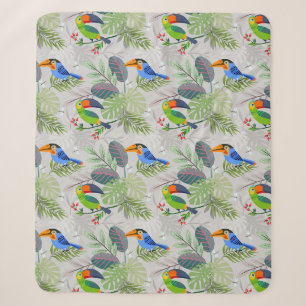 Cute Toucan-vogel, Elk vogelpatroon, Waterverven Sherpa Deken