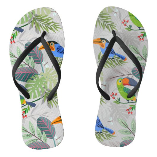 Cute Toucan-vogel, Elk vogelpatroon, Waterverven Teenslippers (Voetbed)