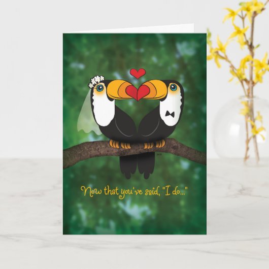 Cute Toucan Wedding Kaart (Gele Bloem)