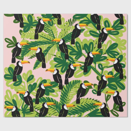 Cute Toucan Wrapping Paper Cadeaupapier (Vlak)