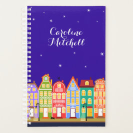 Cute Town Black Cat Cartoon Houders 5,5x8.5 Planne Planner