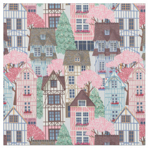 Cute Town Streets Fabric Stof