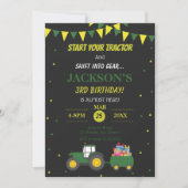 Cute Tractor Boerderij 3rd Birthday Confetti Invit Kaart (Voorkant)