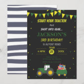 Cute Tractor Boerderij 3rd Birthday Confetti Invit Kaart (Voorkant / Achterkant)