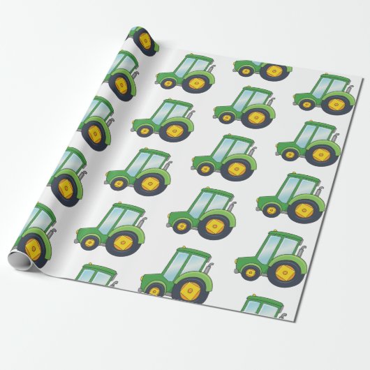 Cute Tractor Pattern Cadeaupapier (Uitgerold)