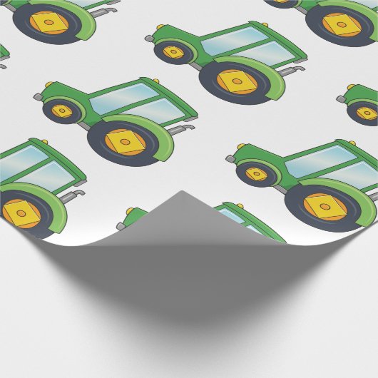 Cute Tractor Pattern Cadeaupapier (Hoek)