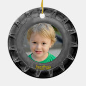 Cute tractorband peuter kind foto Ornament (Achterkant)