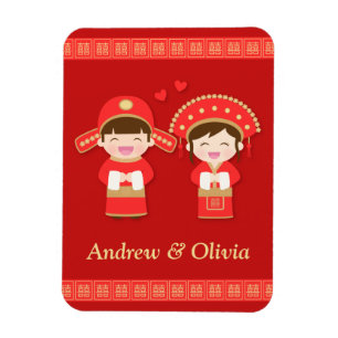 Cute Traditional Chinese Couple Wedding Magneet