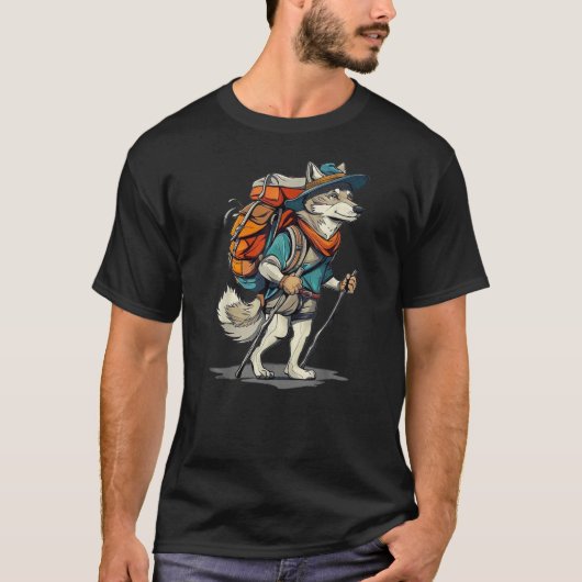 Cute Trailblazer Wolf Hiking Trail Trek Journey Fo T-shirt (Voorkant)