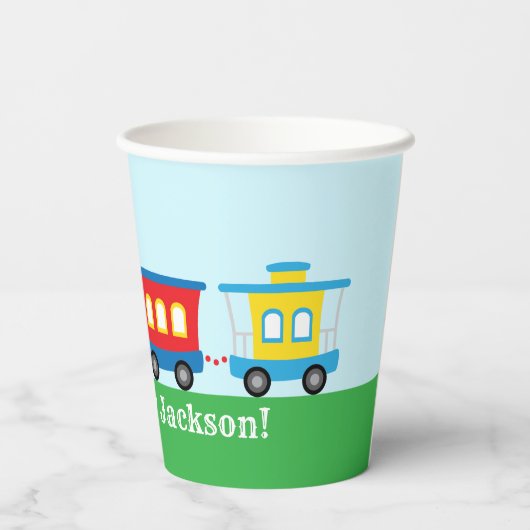 Cute Train Birthday Party Papieren Bekers (Achterkant)