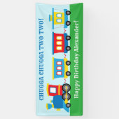 Cute Train Birthday Party Spandoek (Verticaal)