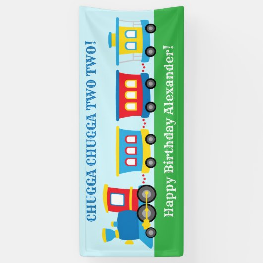 Cute Train Birthday Party Spandoek (Verticaal)