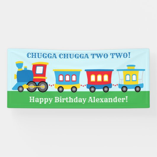 Cute Train Birthday Party Spandoek (Horizontaal)