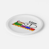 Cute Train Boy's 1st Birthday Papieren Bordje (Gekanteld)