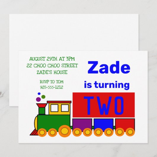 Cute Train Boy's Birthday Kaart (Voorkant / Achterkant)