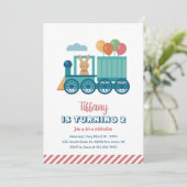 Cute Train Bunny and Balloon Birthday Kaart (Staand voorkant)
