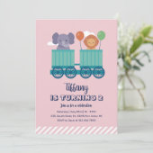 Cute Train Safari Animal Cartoon Kinderen van 12 s Kaart (Staand voorkant)