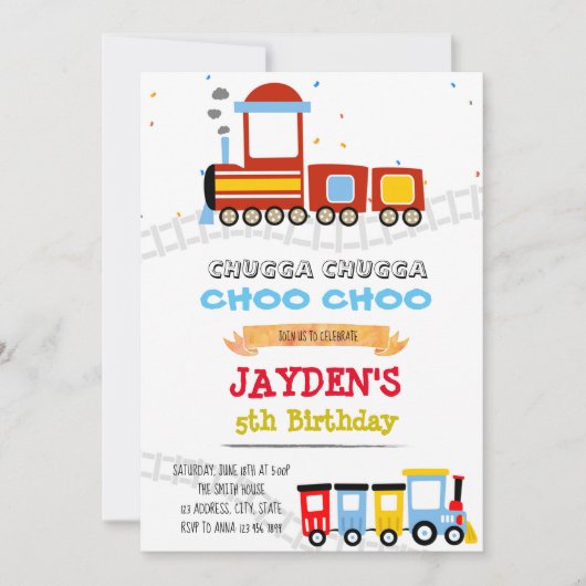 Cute train thema verjaardagdouche kaart (Voorkant)