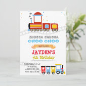 Cute train thema verjaardagdouche kaart (Staand voorkant)