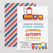 Cute train thema verjaardagdouche kaart (Voorkant / Achterkant)