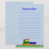 Cute Train with Boy's Name Briefpapier (Voorkant / Achterkant)