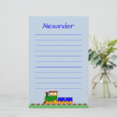 Cute Train with Boy's Name Briefpapier (Staand voorkant)