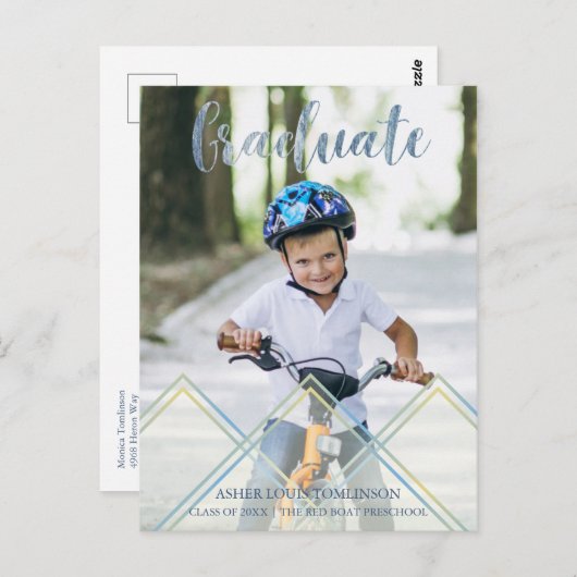 Cute Transparency Effect Pre-K Afstuderen Photo Briefkaart (Voorkant / Achterkant)