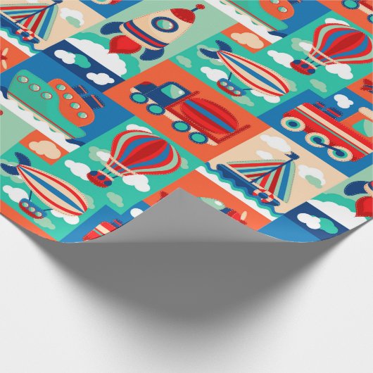 Cute transport Pattern Cadeaupapier (Hoek)