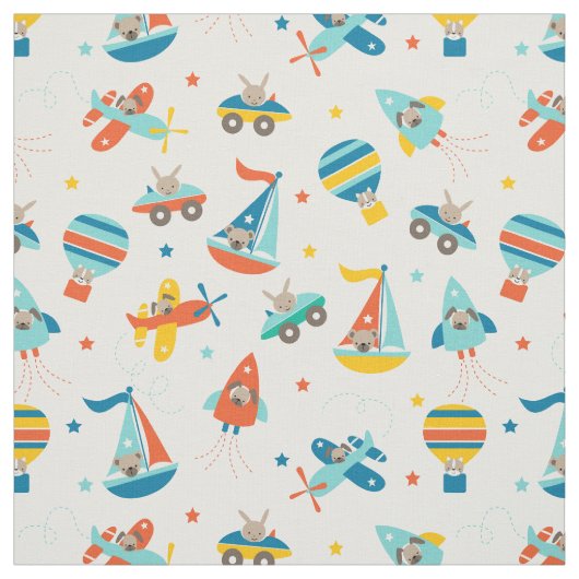 Cute Transportation Baby Nursery Fabric Stof (Swatch)