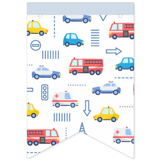 Cute Transportation Happy Birthday Vlaggetjes (Eerste vlag)