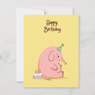 Cute Traurige Olifant Verjaardagskaart – Whimsical Briefkaart
