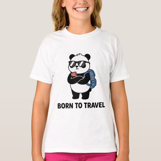 Cute Travel Panda – Born to Travel T-shirt (Voorkant)