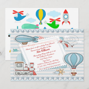 Cute Travel Thlege Baby Boy Shower Kaart