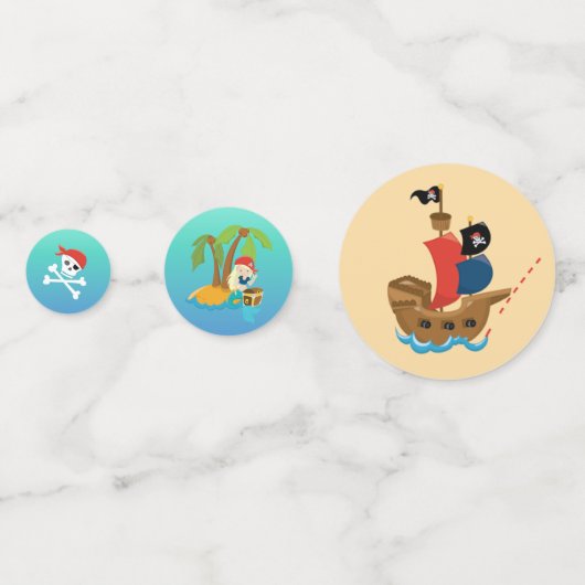 Cute Treasure Map Boy Pirate Birthday Party Confetti (Achterkanten)