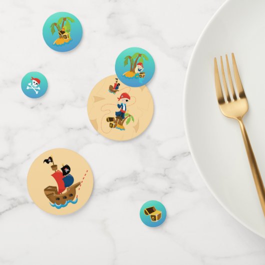 Cute Treasure Map Boy Pirate Birthday Party Confetti (Groep)