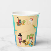 Cute Treasure Map Pink Girl Pirate Birthday Party Papieren Bekers (Achterkant)