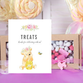 Cute Treat Table Girl Teddy Bear Baby shower Poster
