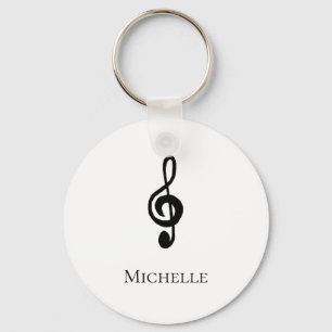 Cute Treble Clef Musical White Sleutelhanger