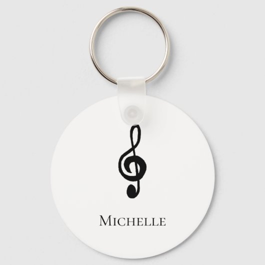 Cute Treble Clef Musical White Sleutelhanger (Voorkant)