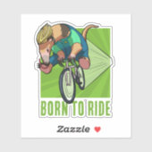 Cute Tree Anteater Born To Ride Cycling Cartoon Sticker (Vel)