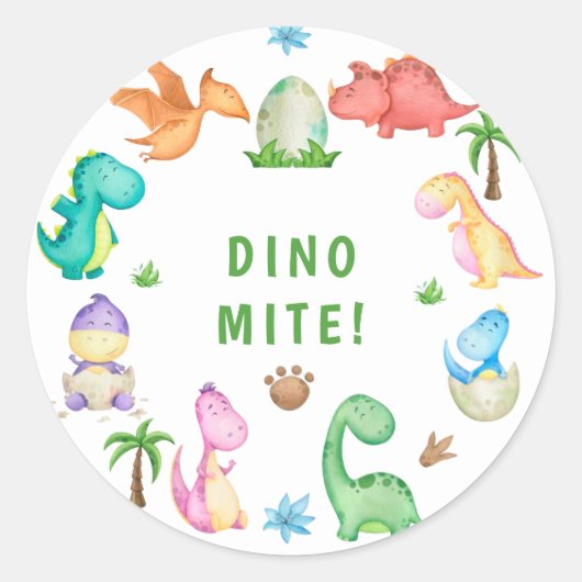 Cute Tree Dinosaur Birthday Party Ronde Sticker (Voorkant)
