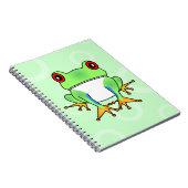 Cute Tree Frog Cartoon - Licht groene cirkels Notitieboek (Rechterzijde)
