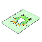 Cute Tree Frog Cartoon - Licht groene cirkels Notitieboek (Linkerzijde)