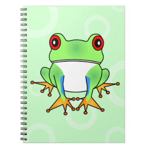 Cute Tree Frog Cartoon - Licht groene cirkels Notitieboek