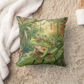 Cute Tree Frog Mama And Froglets Jungle Animals  Kussen (Deken)